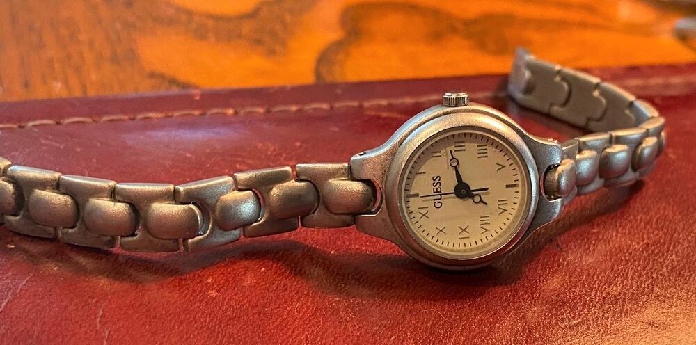 Women's 20mm Brushed Metal Guess Watch, Roman Numeral Dial